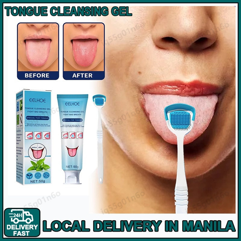 EELHOE Gel Pembersih Lidah + Sikat Lidah Dapat Menghilangkan Bau Mulut/alat pembersih lidah