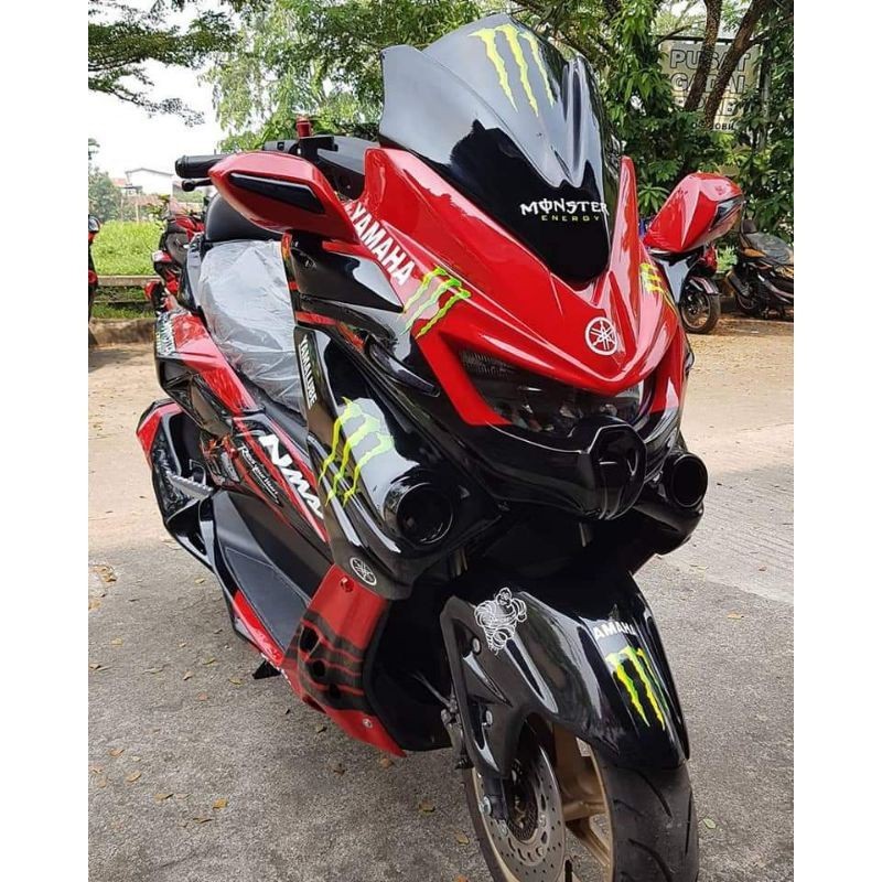 Full Set Body Bodi Kap Predator Yamaha Nmax Old ( 2015-2019 ) Grafist Hitam Merah Monster