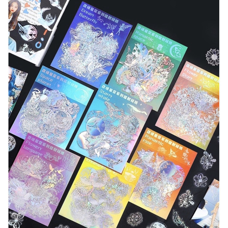 

Sticker metalic metalize silver motif isi 45 pcs
