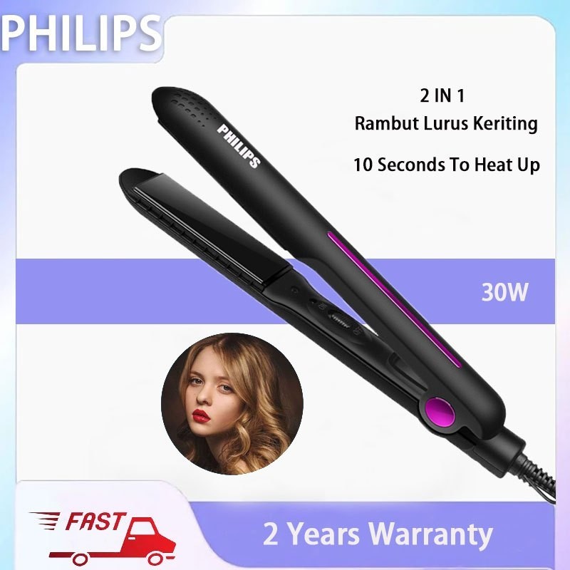 Philips Catokan Rambut Hair Straightener Catok Rambut Lurus Keriting 2 In 1 Penata Rambut Multifungsi Pengaturan Ikal Meluruskan Penataan Rambut