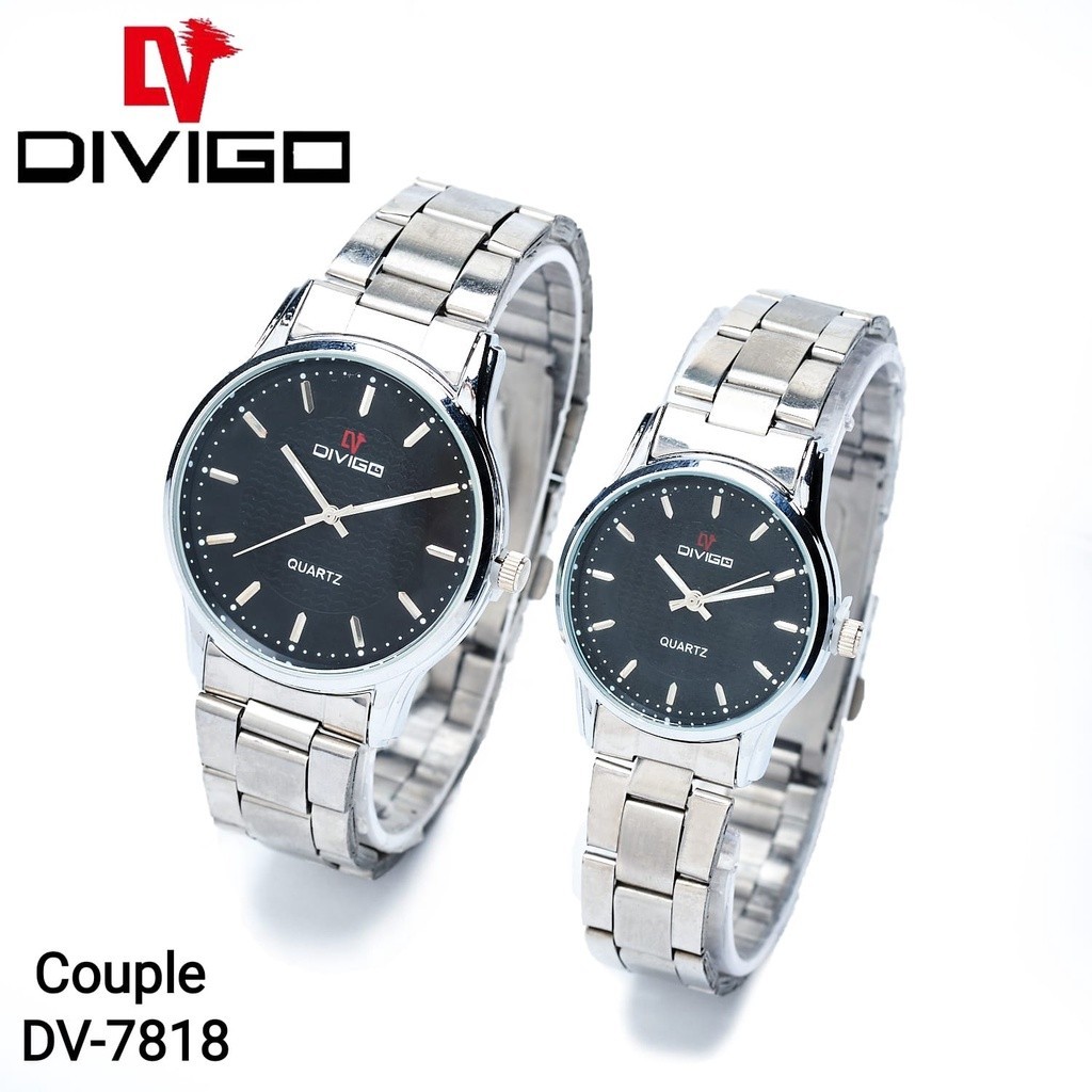 [DW] - Jam Tangan Couple DIVIGO Original Rantai Staintlessstell 7818 dan 7793 Harga Sepasang