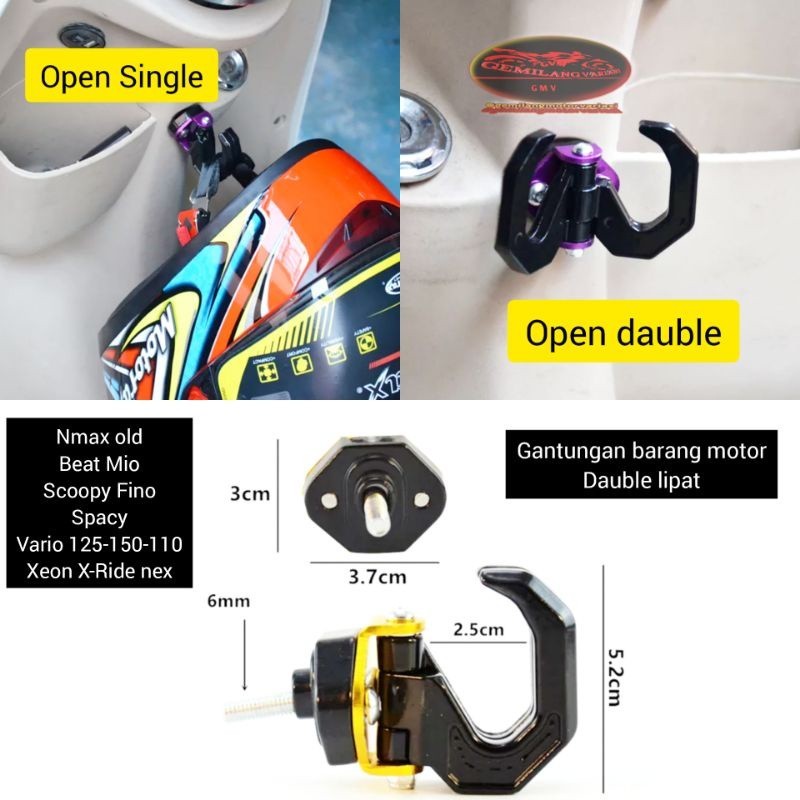 Gantungan Barang Tas Motor Nmax Old Beat Vario 125&150 Mio Scoopy