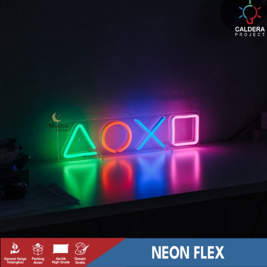 Lampu Hias Neon Flex Sign Game Playstation Icon - Lampu Keren Aesthetic Setup PC Decor Gaming stik P