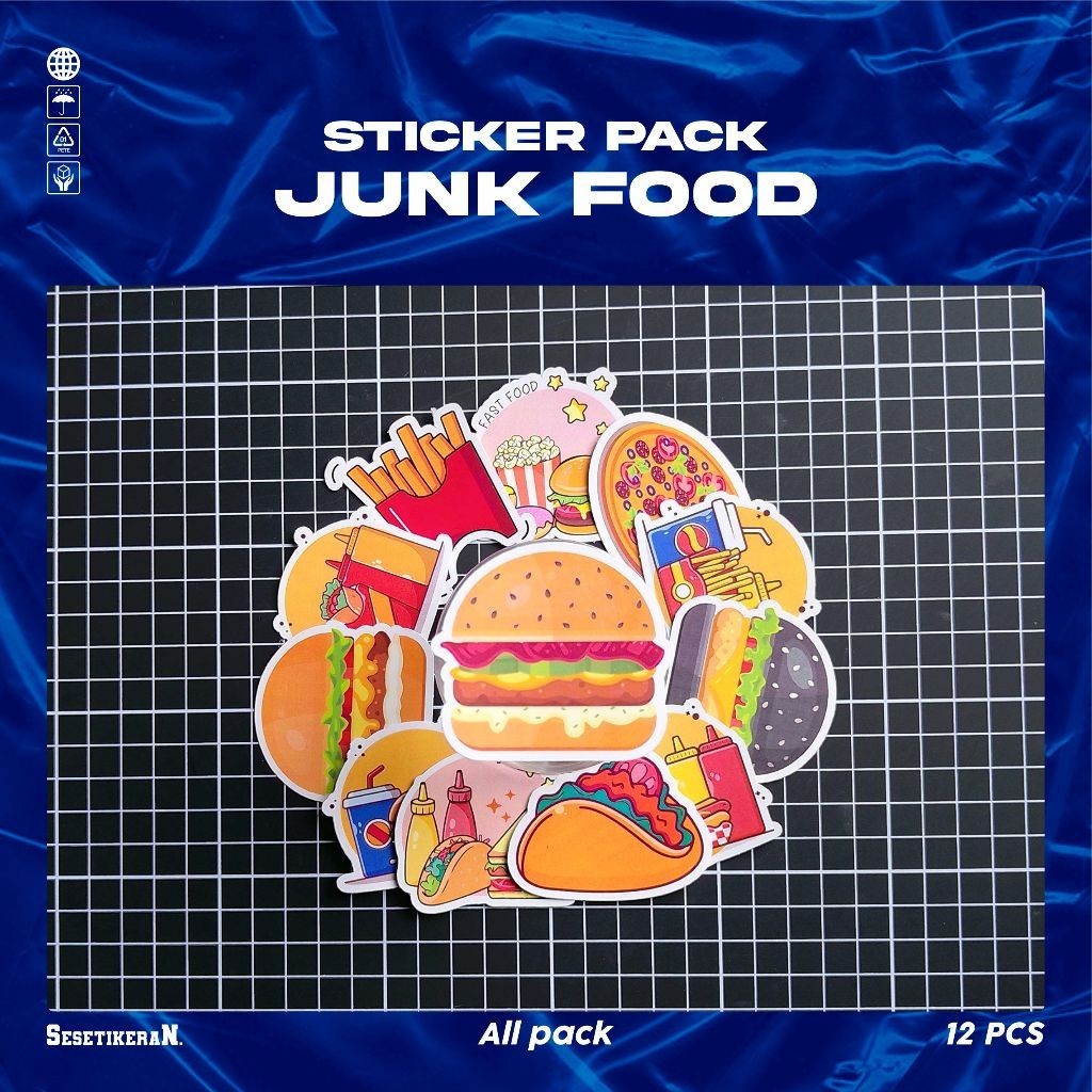 

COD✨ Sesetikeran Stiker Pack Kartun Makanan Hamburger Lucu Keren Untuk Koper Laptop Skateboard