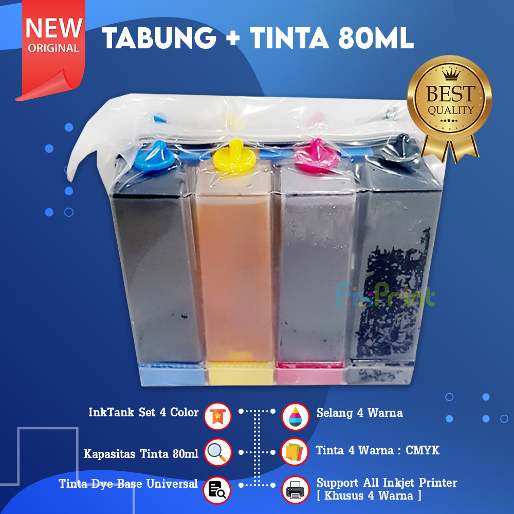 Tabung + Tinta 80ml Infus Printer Canon E400 E410 E460 E470 E480 E3170 E3177 E3370 E4270