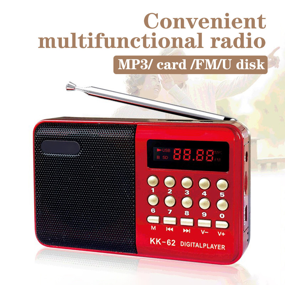Mini Portable FM Radio Telescopic Antenna Handheld Digital Radio Speaker Rechargeable Digital FM Rad
