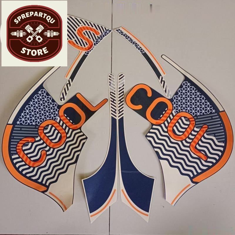 Striping Decal Polet Sticker motor Honda Scoopy 2021 2022 sporty fashion biru dongker blue cream coo