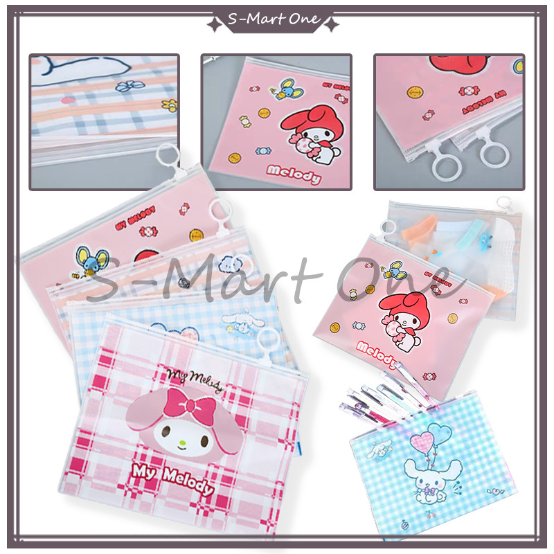 

Pouch alat tulis transparant karakter sanrio/zipper pouch/zipper bag transparan karakter lucu/zipper stationery bag multifungsi motif sanrio lotso