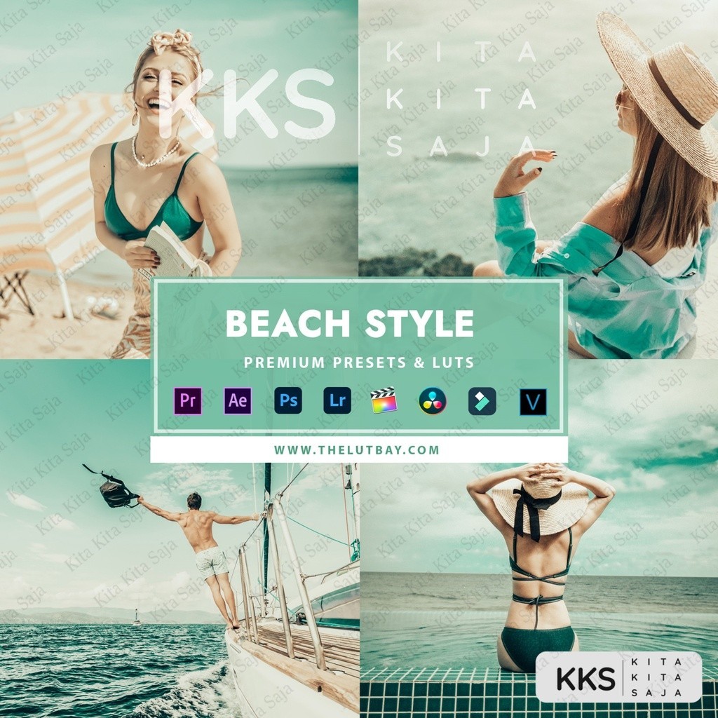 Beach Style - Premium Preset Lightroom Foto dan Video LUT LUTs VN Android IOS & PC Premiere Pro Davi
