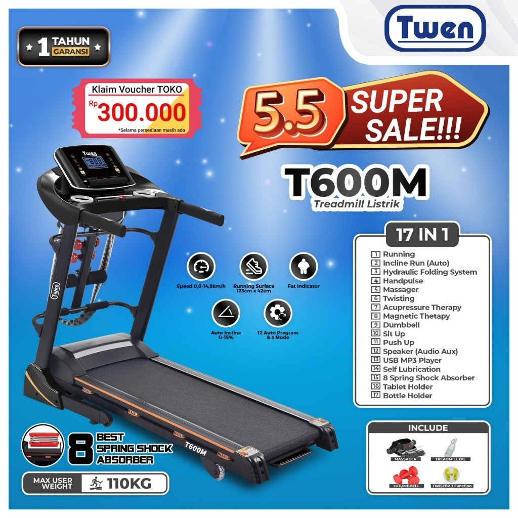 TWEN T600M T680M New T680MA T680MT T680MT New Treadmill Elektrik Treadmill Listrik Treadmill Multifu