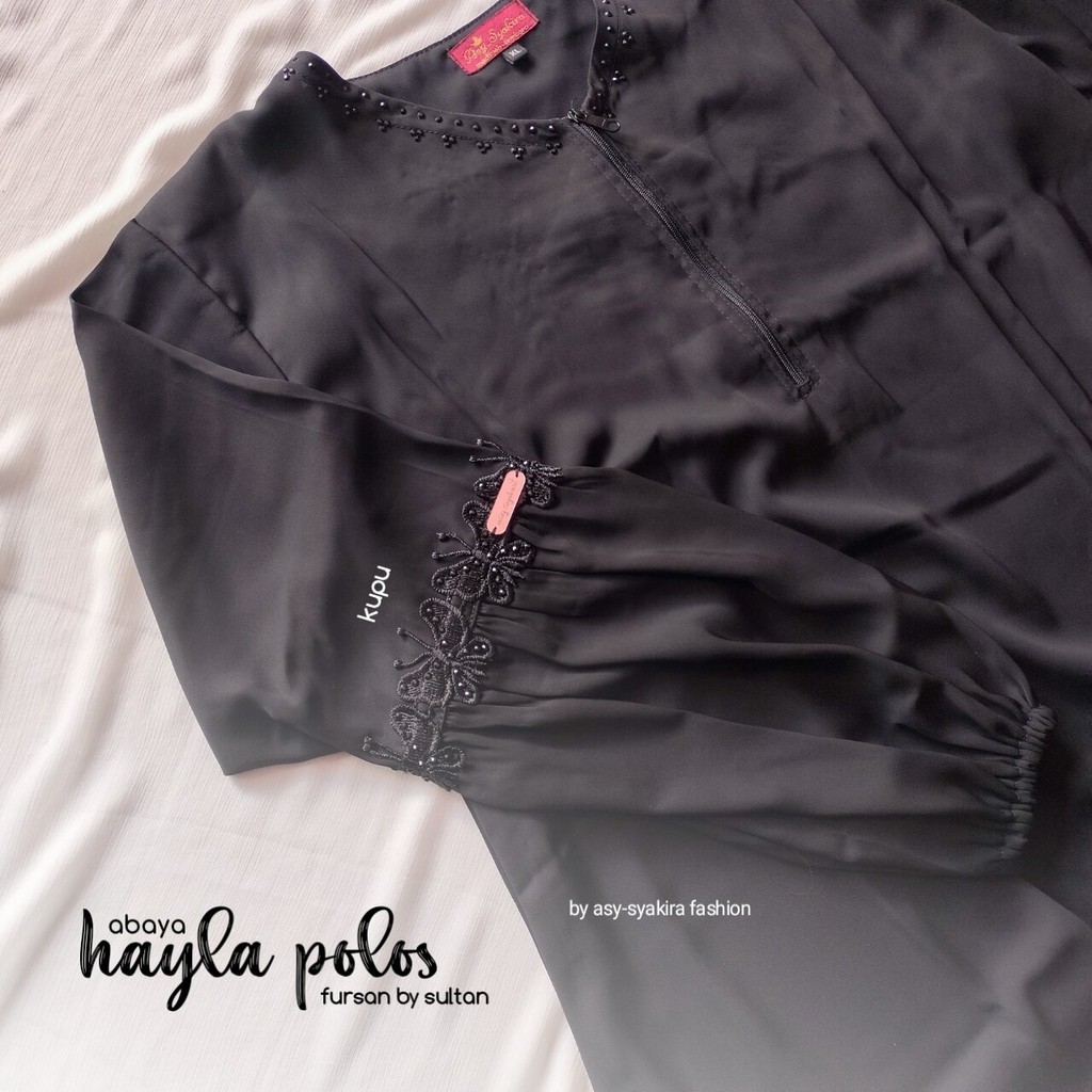 ABAYA HAYLA LENGAN BALON POLOS | ABAYA HITAM FURSAN SULTAN BY ASY-SYAKIRA FASHION TEMBORO cod