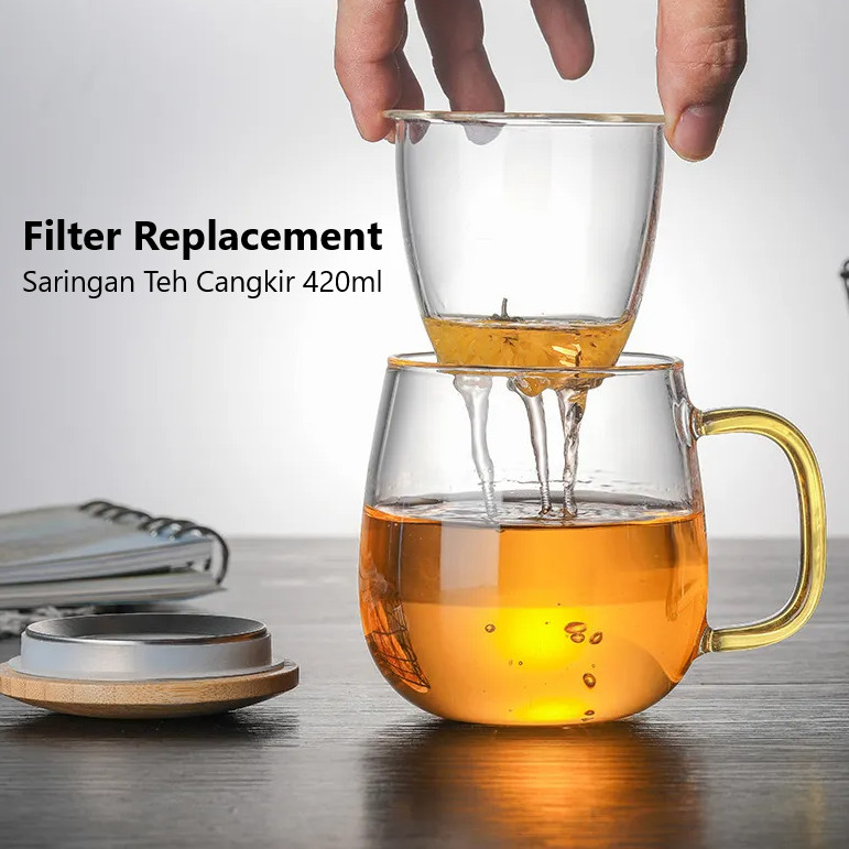 Saringan Teh Filter Pengganti untuk Cangkir Teh Kaca