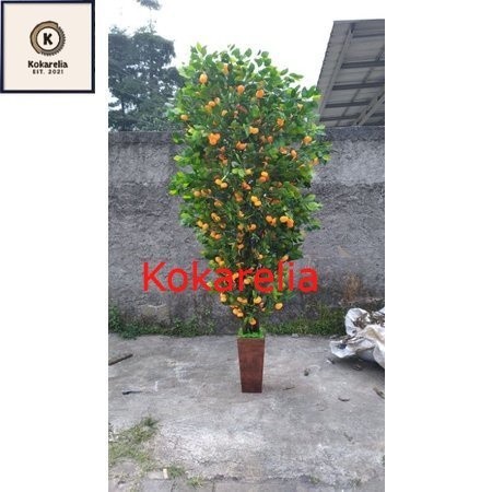 pohon jeruk plastik, peruk artificial ,pohon jeruk tinggi 200cm / 2 meter