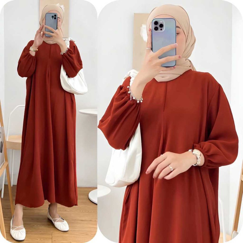 Calisha Dress Dres Crinkle Airflow Premium Terlaris LD 120 PB 130 Baju gamis abaya Midi dres midi dr