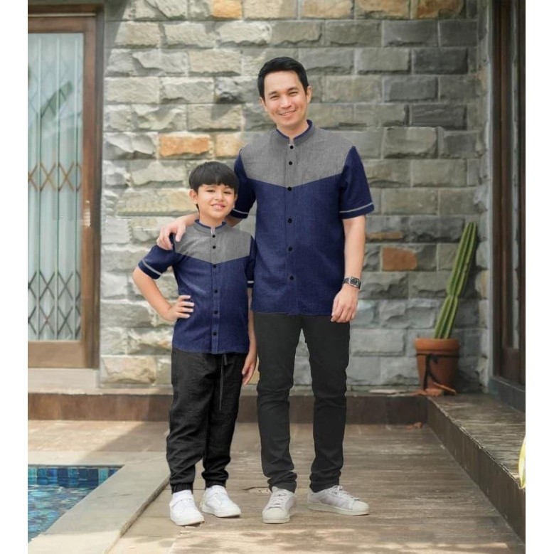 BAJU COUPLE KOKO BAPAK ANAK 1PASANGAN KELUARGA SARIMBIT MOSCREPE - ARMY