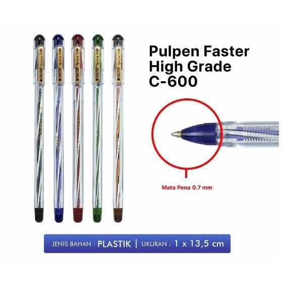 

(1pcs) PENA FASTER C 600 / PULPEN SEMI GEL BOLPOIN HITAM 0.7mm