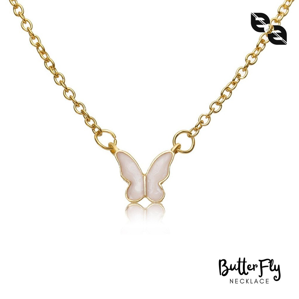 Kalung Rantai Liontin Kupu-Kupu Butterfly Aesthetic Warna Gold Silver Kalung Wanita Gaya Korea