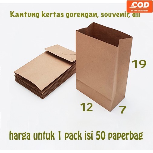 

kantung kertas coklat 12x19 paper bag kantong gorengan roti makanan paper bag snack food grade