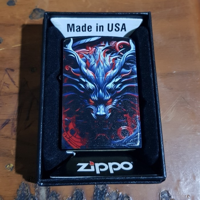 Korek Api Zippo Naga Print Uv Hitam Dop Bisa custom souvenir korek Api