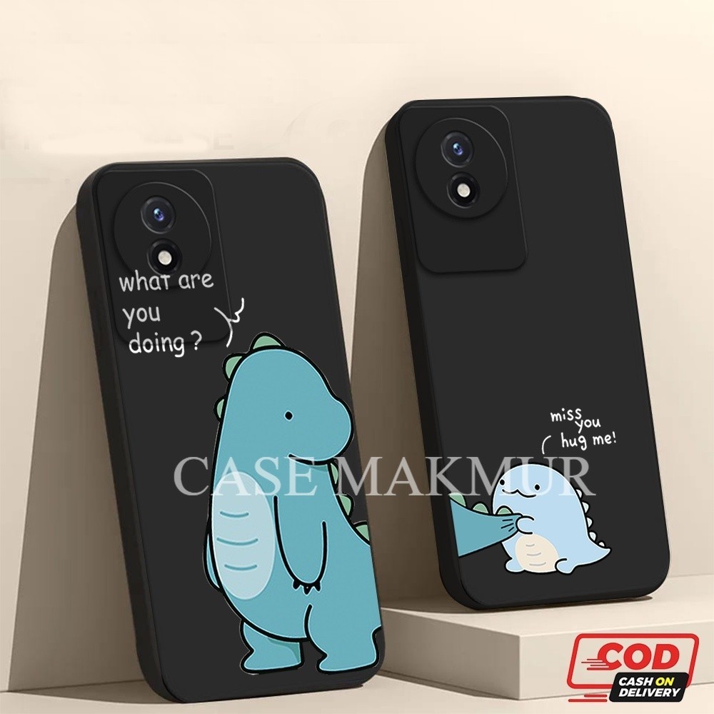 [FM67] Case Couple Dino untuk Vivo Y02 silicone pro kamera bumper kesing candy motif pasangan all ty