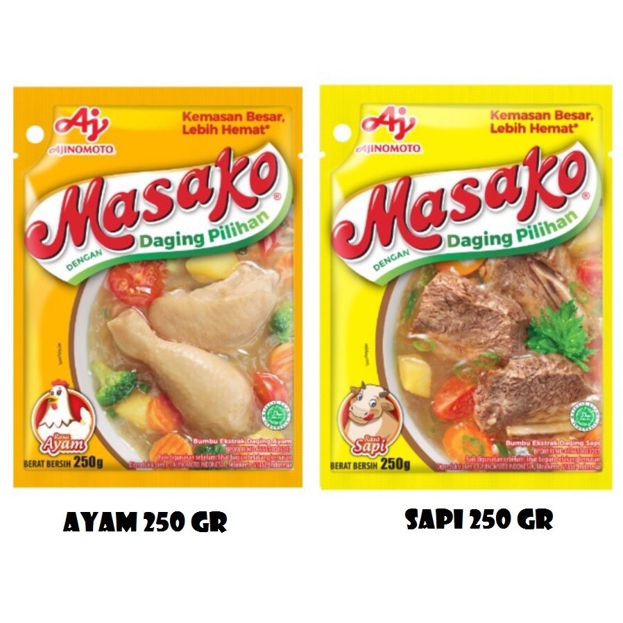 

Masako Penyedap Rasa Ayam Sapi 250 gr - Bumbu Kaldu 250gr