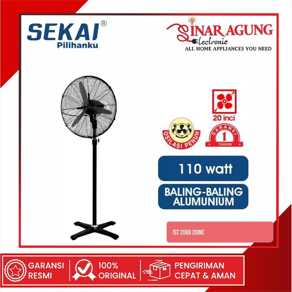 SEKAI IST2088 / IST-2088 KIPAS ANGIN BERDIRI 20 INCH - GARANSI RESMI