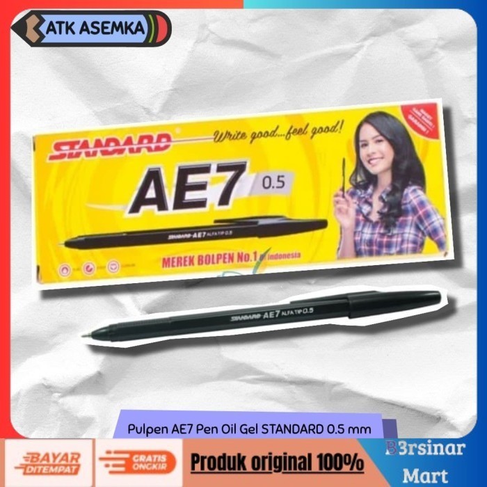 

[[KUALITAS TERBAIK]] Pulpen AE7 Pen Oil Gel STANDARD 0.5 mm (Biru / Hitam / Merah) Hitam COD