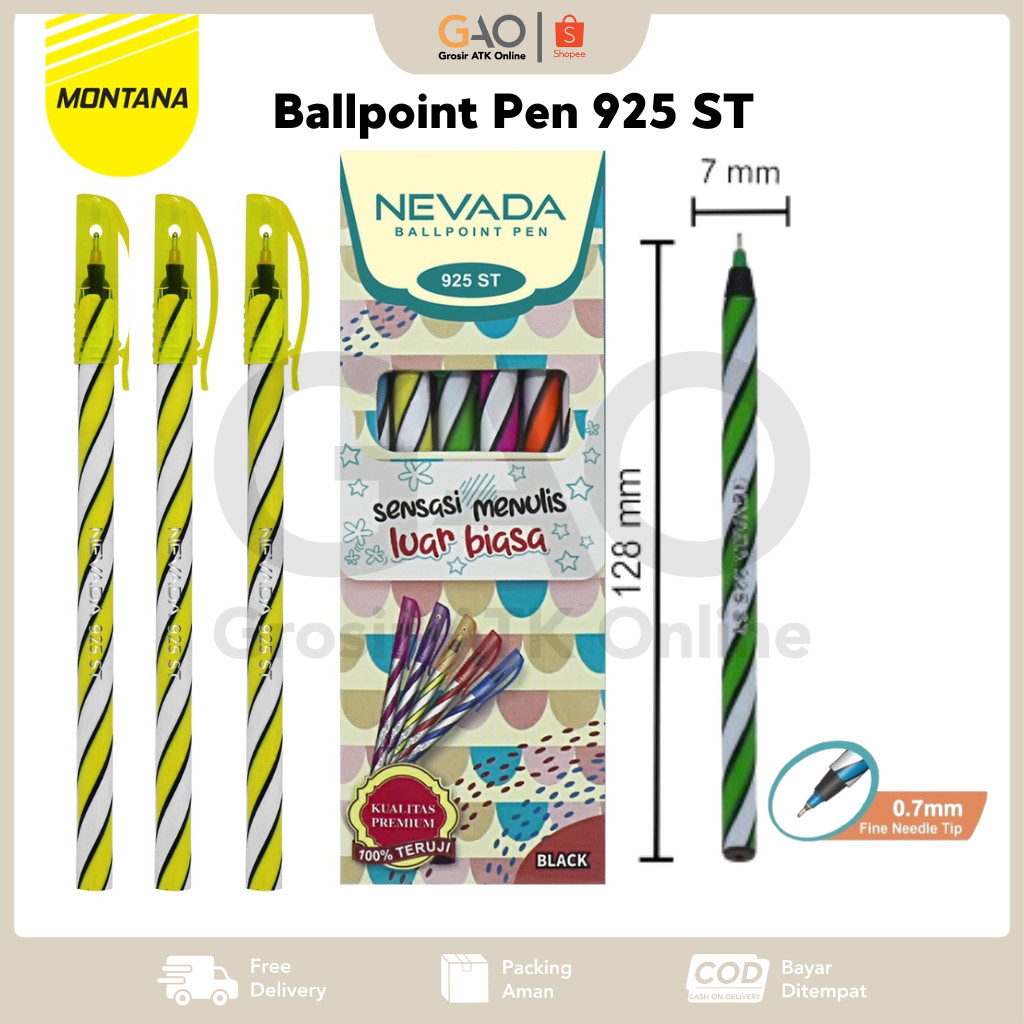 

Ballpoint Pen Nevada 925 ST Pulpen Spiral Nevada 925 ST Black - 1 Pack Isi 12Pcs