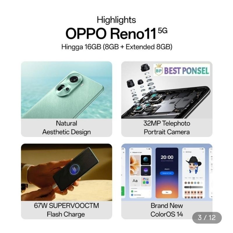 OPPO RENO 11 5G RAM (8GB + Extended 8GB)