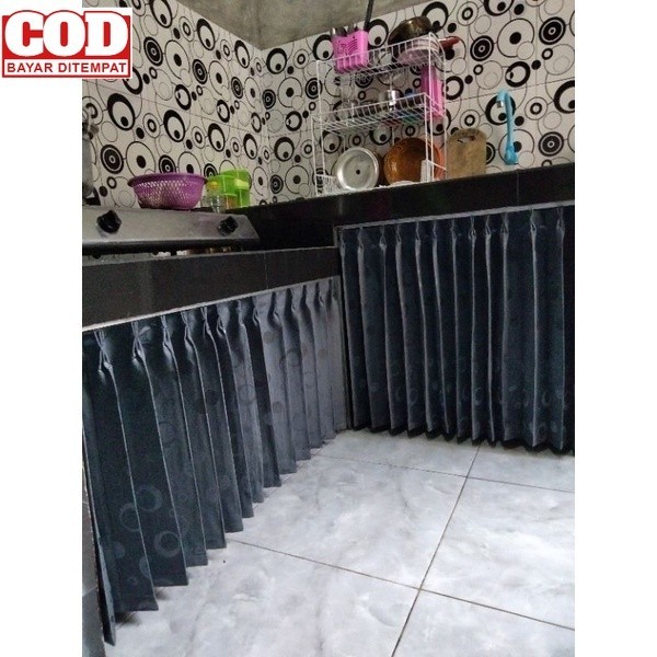 GORDEN,HORDENG,TIRAI MEJA KOMPOR/GORDEN KOLONG DAPUR MOTIF PULKADOT