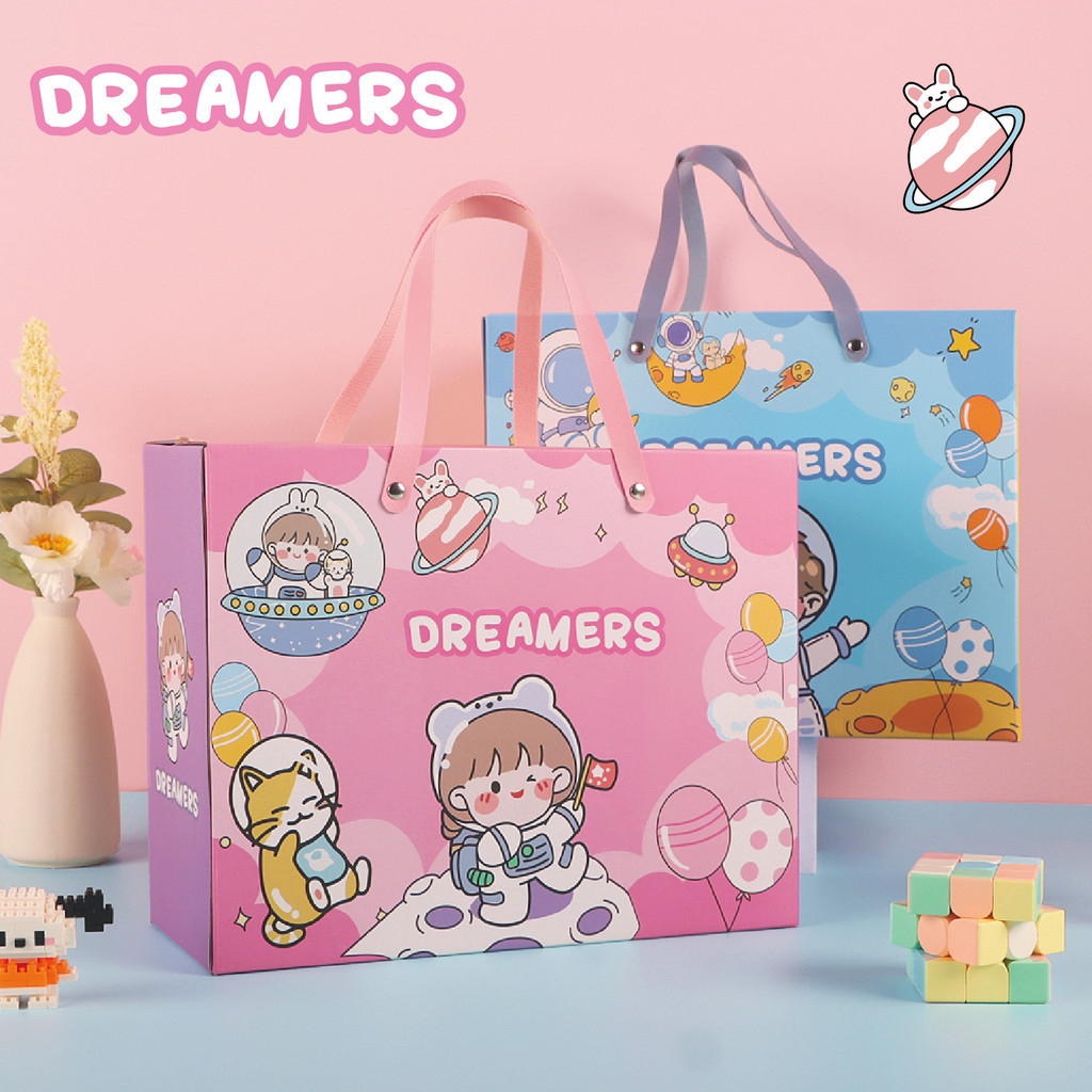 

GOODIE BAG ULANG TAHUN ANAK PAPER BAG TAS BIRTHDAY ANAK MOTIF ASTRONOT DREAMERS PLANET LUAR ANGKASA