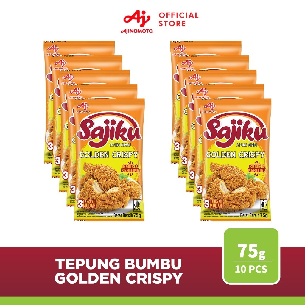 

SAJIKU® Tepung bumbu Golden Crispy Sachet 75g (10 pcs)