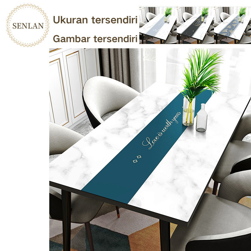 SENLAN Memberikan kesan misterius dan elegan Taplak Meja Kulit dengan Warna Hijau Tua yang Dalam/tap