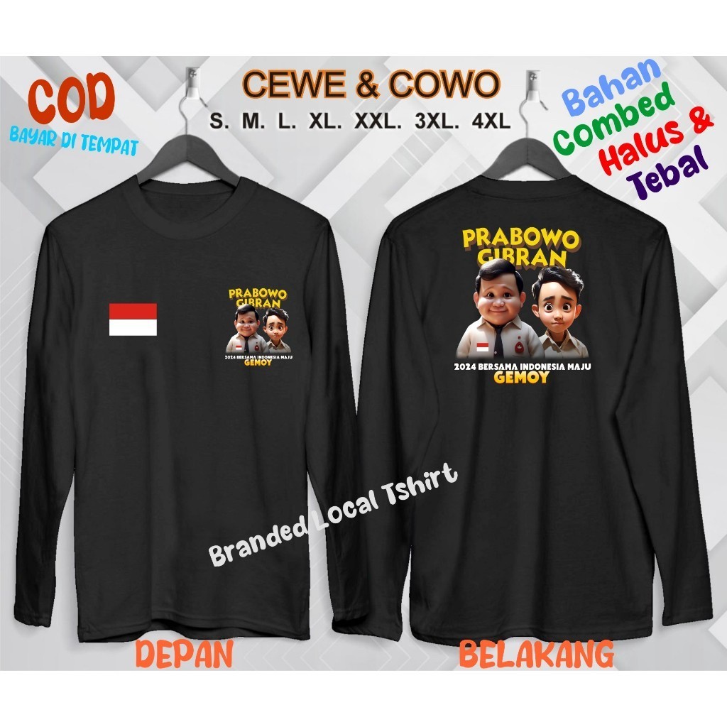 Indo PRABOWO MENANG Kaos Dewasa Dan Anak2 Db Gemoy Prabowo Gibran Lengan Panjang  Bdr Viral 2024 Kao