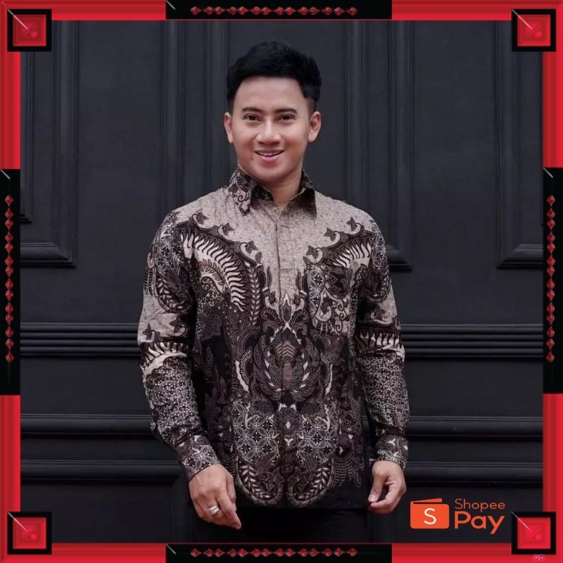 [PREMIUM ORIGINAL] Hem Kemeja Batik Pria Lengan Panjang Pendek Slimfit  Modern Jumbo Premium Furing 