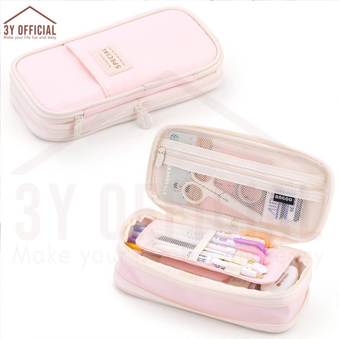 

Thosti 3Y Angoo Collapsible Pencil Case kotak pensil aesthetic - Pink