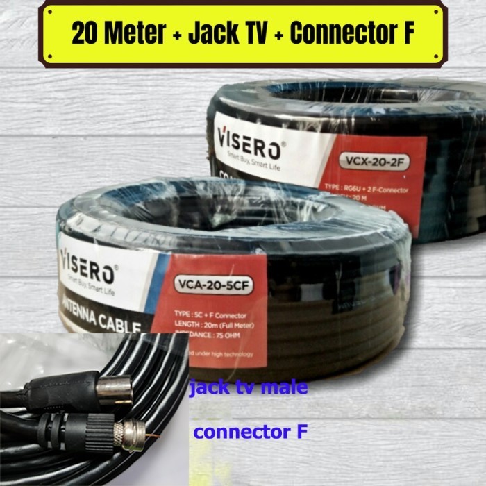 LG09 visero VCA-20-5CF Kabel Antena 20m jack tv + F drat Antenna Coaxial
