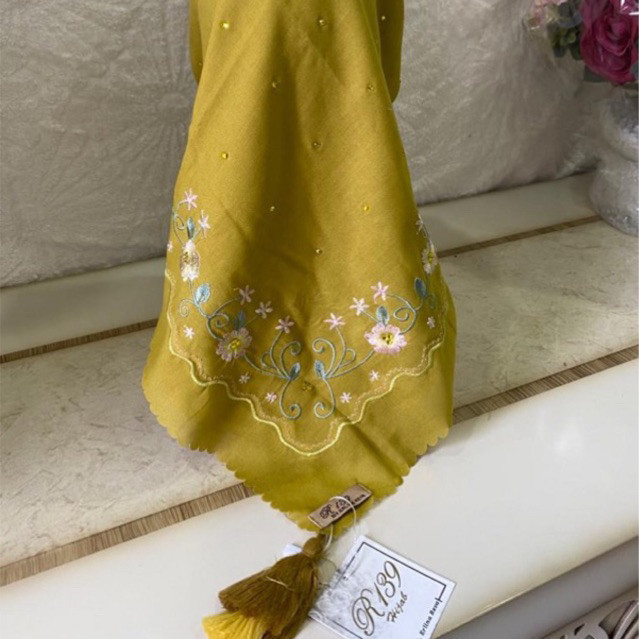 Terlaris ~Kerudung Segi Empat Bordir Gelombang R139 Hijab  Kekinian Hijab Premium Hijab Terbaru Hija