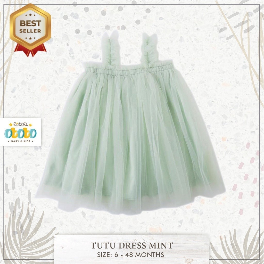 0-4th DRESS TUTU MINT SAGE GREEN HIJAU Pastel IMPORT- Baju Baby Bayi Anak Gaun Tile Tulle Pesta Eleg