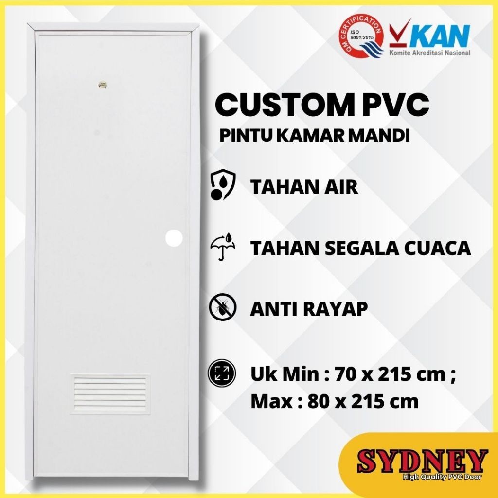 Pintu Kamar Mandi PVC Polos Tebal Ukuran Custom - Sydney