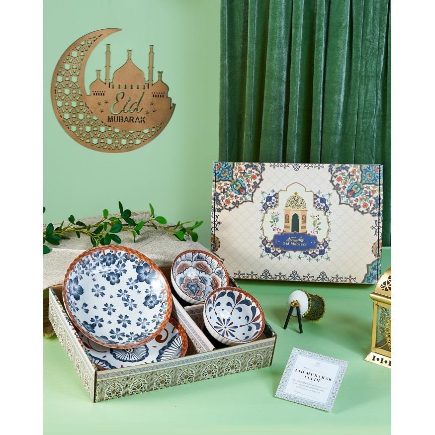 

✨LARIS✨ -Ramadhan Gift Box Bohemian Blue Bowl & Plate Hamper - Set B