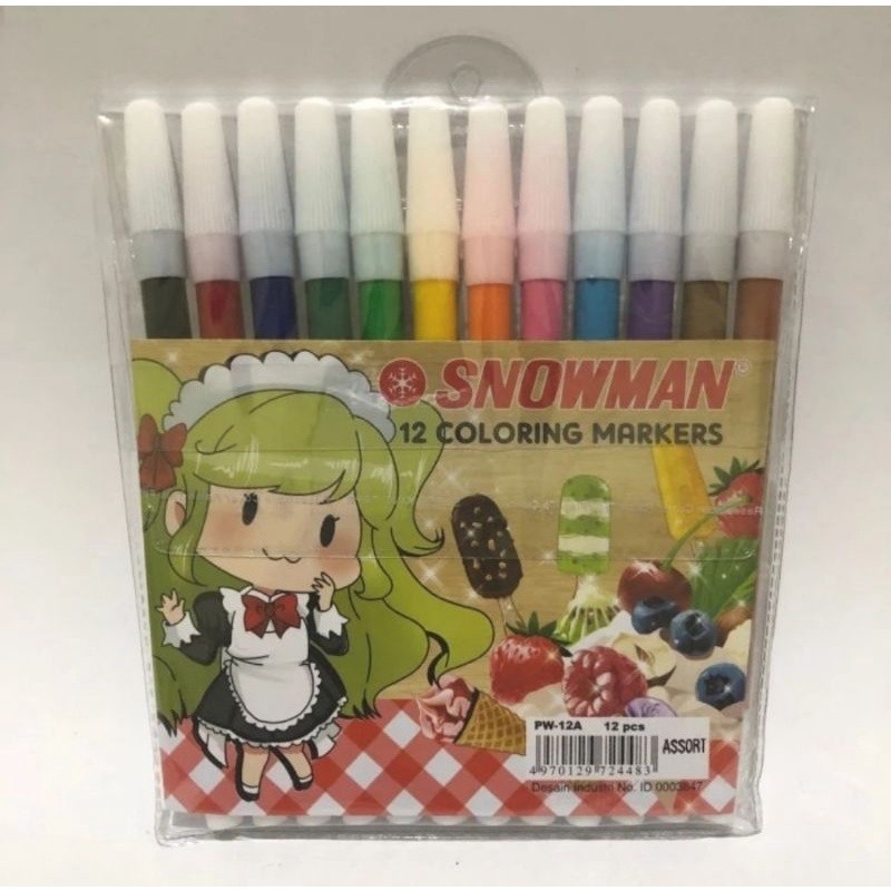 

[1 SET] Spidol 12warna SNOWMAN - ABO