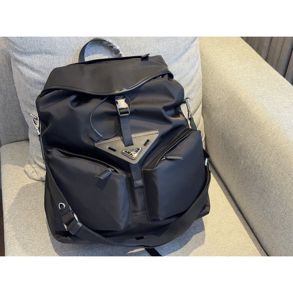 Original 2024 New Prada Re Nylon Backpack for Men's Fashionable and Stylish Black Travel Bag