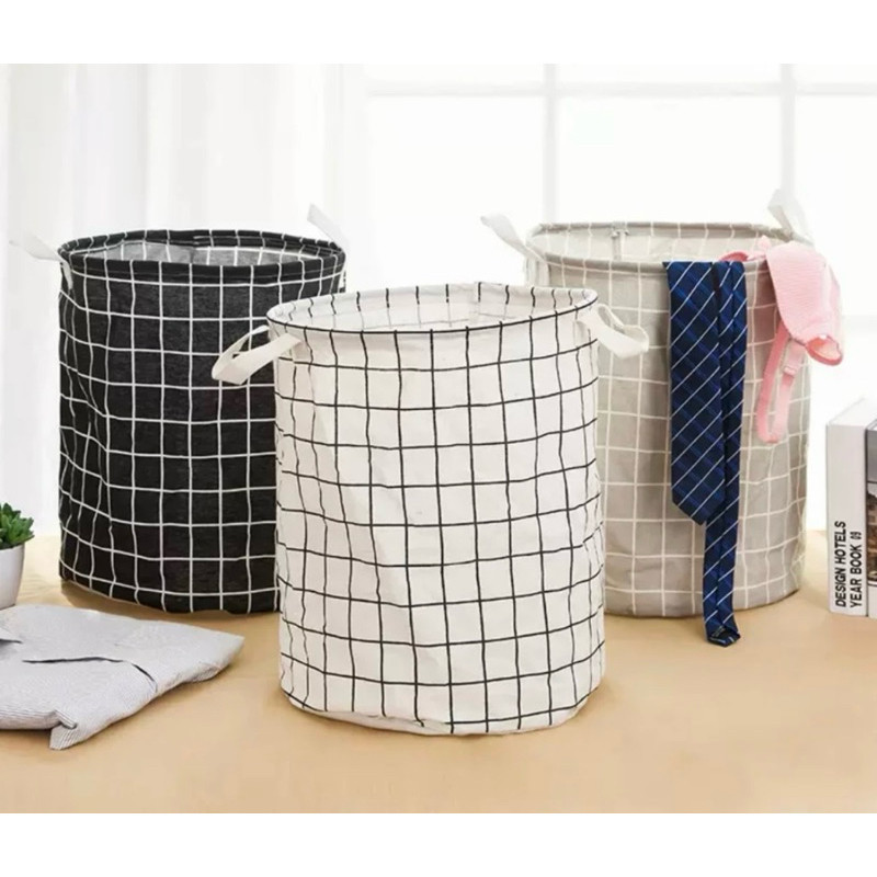 [366SH] Keranjang Baju Cucian Pakaian Kotor Laundry Basket Keranjang Bulat Keranjang Baju Kotor Kera