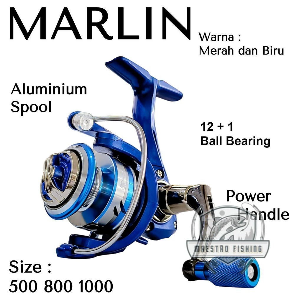 Pegasus Marlin 500 800 1000 Reel Spinning One Way Power Handle 12+1 Ball Bearing Aluminium Spool Rel