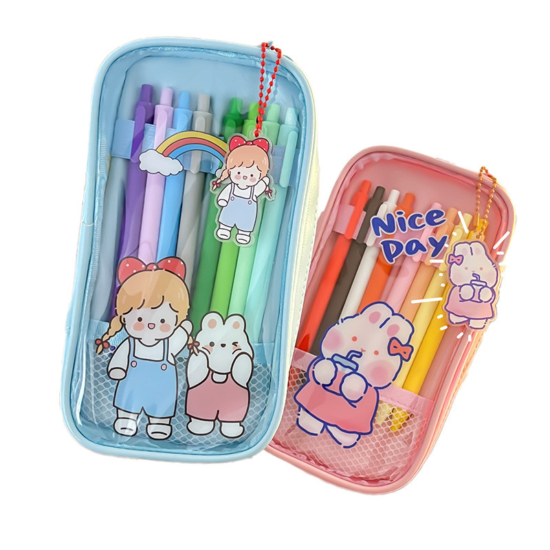 

KEDAIBUTIK (KP013) Tempat Kotak Pensil Anak Laki-Laki Perempuan TK SD SMP Motif Kartun Transparan Anti Air Mermaid Dino / Pensil Case