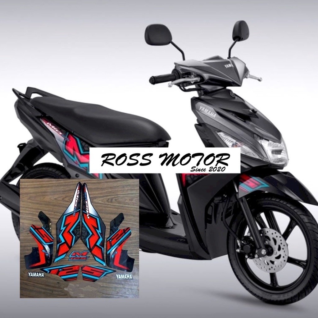 Striping stiker polet motor yamaha Mio m3 125 mio125 2022 2023 hitam full list stiker motor standar