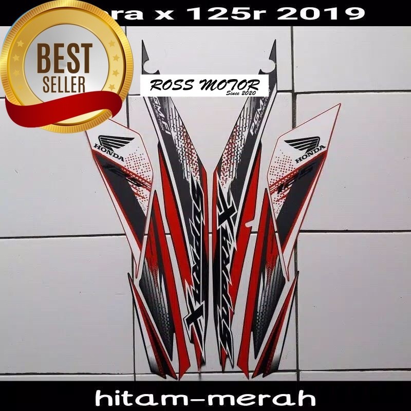 Striping stiker polet list motor honda supra x 125 fi 2019 2020 2021 hitam merah doff list body stan