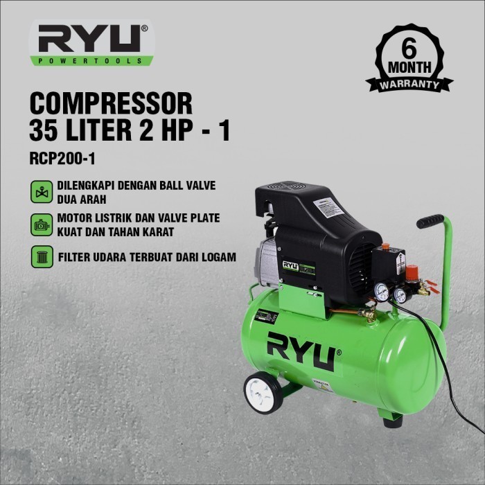 RYU COMPRESSOR 35 LITER 2 HP - MOTOR PENGGERAK - KOMPRESOR LISTRIK TSA