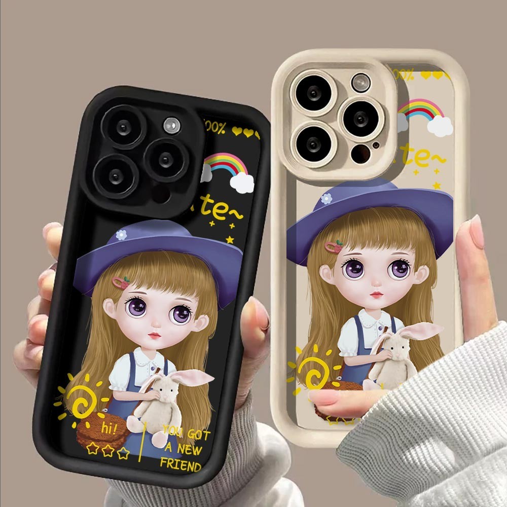 Softcase OPPO A7 A5S A12 A12s A3s A12e Cute Girl Phone Casing Soft Silicone TPU Full Cover Shockproo